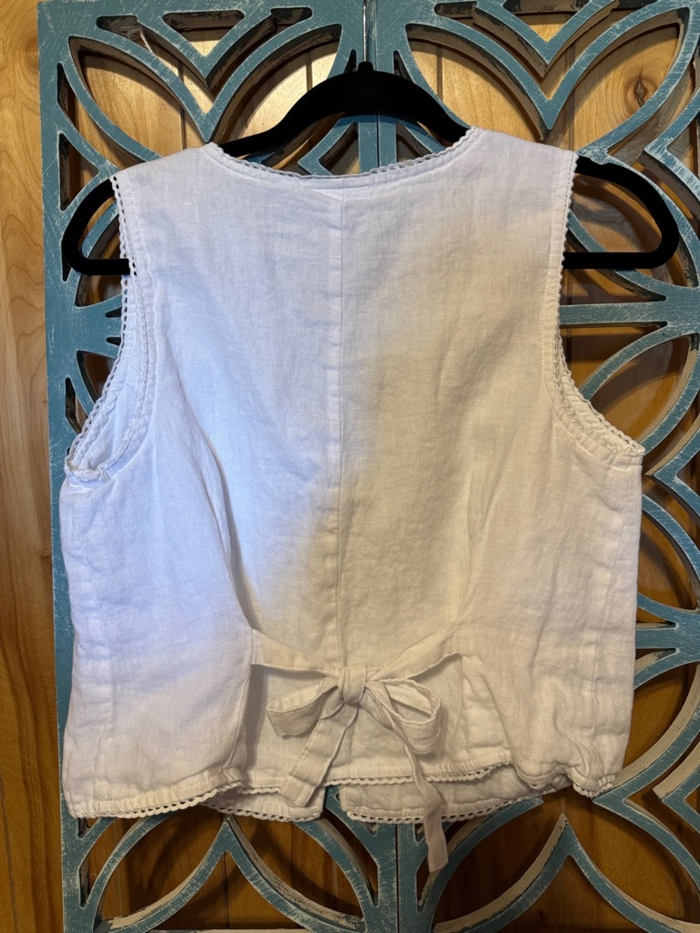 Laura Ashley White Linen button front and tie back vest - Picture 5 of 5